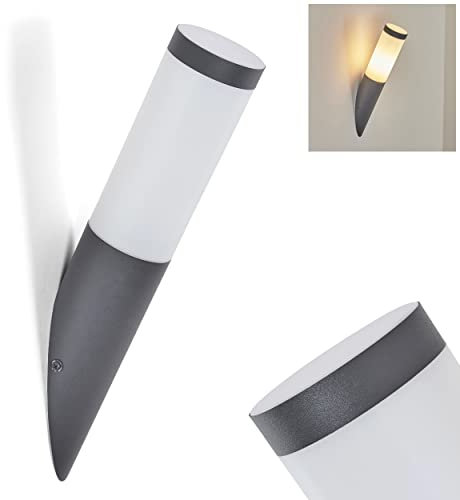 Außenwandleuchte Sessa, moderne Außenleuchte aus Metall/Kuntstoff in Anthrazit/Weiß, Wandlampe für Terrasse/Hof/Eingangsbereich, 1 x E27-Fassung, Gartenbeleuchtung IP44, ohne Leuchtmittel