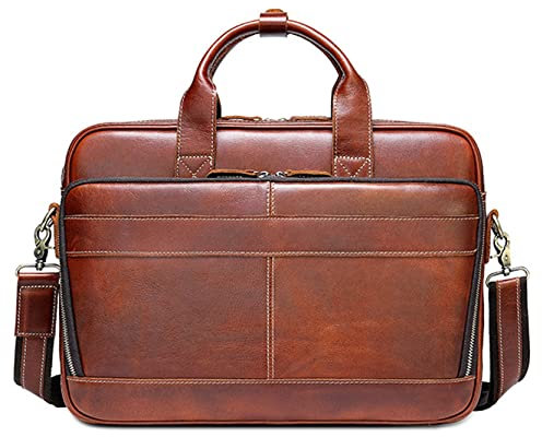 Borsa a Mano Uomo Ventiquattrore Borse a Tracolla, Uomini 15inch cartella del computer portatile spalla del cuoio genuino Messenger Bag Computer cartella della borsa Office Work affari Borsello Grande