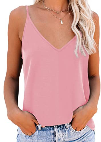 NONSAR Maillot de Corps à Bretelles Spaghetti pour Femme - Haut Basique - Débardeur Long - Spaghetti réglable - avec Bretelles Spaghetti - Cami - Débardeur (M, Rose)