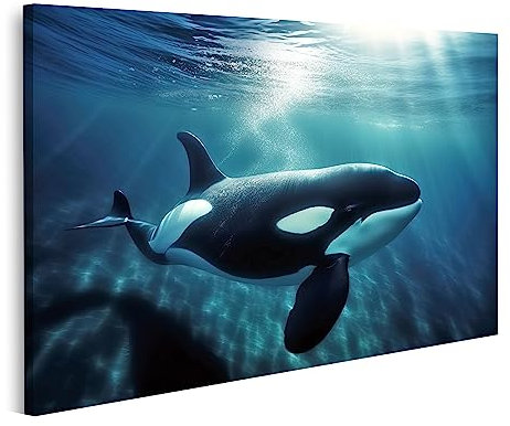 islandburner Bild auf Leinwand Orca Killerwal Schwimmen unter Meer Unterwasser Tiere KI Bilder Wandbilder Poster JAXK-1P