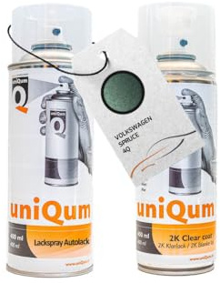 UniQum Autolack + Klarlack 2K Spraydose für VOLKSWAGEN SPRUCE 4Q Autolack Reparatur 2 x 400 ml