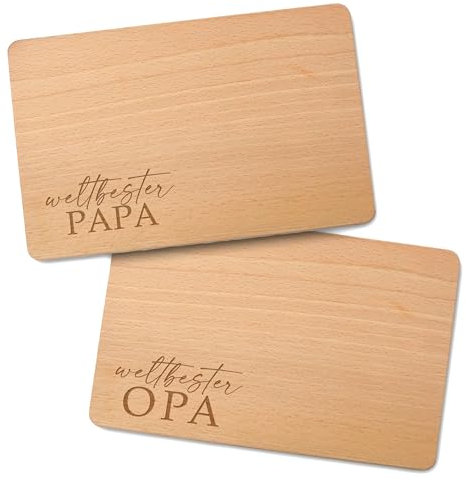 FEENSTAUB Graviertes Schneidebrett, Frühstücksbrettchen, Vatertagsgeschenk, Holzbrettchen Papa, Opa, Brettchen aus Buchenholz mit Spruch, Frühstücksbrett Bester Papa, Jausenbrett, Weltbester Papa