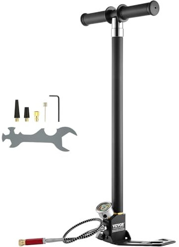 VEVOR PCP-Handpumpe, 4-stufig, 30 MPa 4500 PSI Hochdruck-PCP-Luftgewehr-Füllbügelpumpe mit Öl-Feuchtigkeitsfilter-Manometer, Edelstahl für Luftgewehre, Tauchflaschen, Paintball-Füllreifen