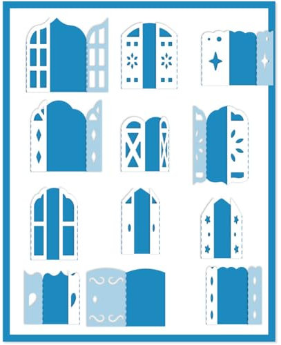 DELORIGIN 12 Stil 3D Fenster Stanzformen Kartenränder Stich Stanzschablonen Neuheiten Karbonstahl Stanzungen Prägeschablonen Stanzformen Für DIY Papierbastelarbeiten Alben Geschenk Dekoration