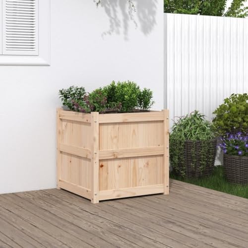 Iiaky Jardinière d'extérieur 60x60x60 cm Bois de pin Massif,Jardiniere sur Pieds,Bac avec Treillis,Jardiniere Terrasse