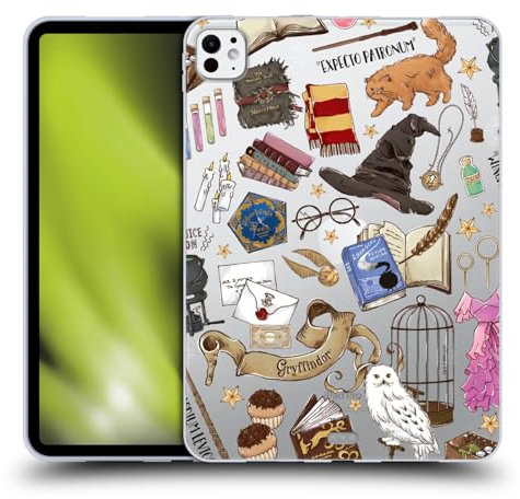 Head Case Designs Officially Licensed Harry Potter Hogwarts Pattern 2 Deathly Hallows XXXVII Soft Gel Case Compatible With Apple iPad Pro 11 M4 2024