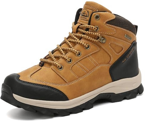 AX BOXING Scarpe Uomo Invernali Stivali Caldo Scarponcini Trekking Antiscivolo Scarpe da Neve Comode Outdoor Stivaletti Taglia 41-46 EU(Giallo, 43 EU)