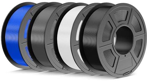 JAYO PLA+ Filament 1.75mm Schwarz 4.4KG, PLA Plus 3D Drucker Filament, Härter und Stärker Filament-3D-Druckmaterialien, Maßgenauigkeit +/-0,02mm, 4KG/ 4 Spool(schwarz+weiß+grau+blau)