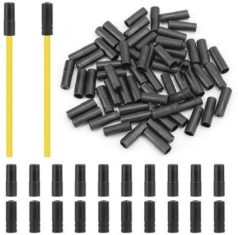 100pcs Bike Cable End Caps for Bike Shift & Brake Cables, 4mm & 5mm Bicycle Cable Ends Crimps Black Bike Brake Cable End Tips Cycling Brake Cable Housing Caps for Road Mountain Bicycle