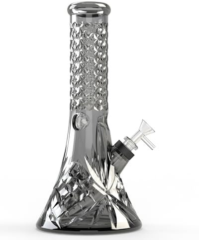 NOBLE HOOKAH Bong Glasbong 30,5cm hoch 1,5kg 42mm Durchmesser am Mundstück 18,8er Schliff und Chillum, Glaspfeife zum Räuchern von Wasserpfeifen, Schwarz