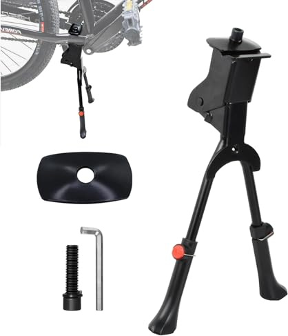 Wisebom Fahrradständer Doppelständer, Mountainbike Ständer Zweibeinständer Höhenverstellbar 35-40cm mit Schrauben Werkzeug, Schwarz Fahrrad Ständer Mittelständer für Fahrrad MTB