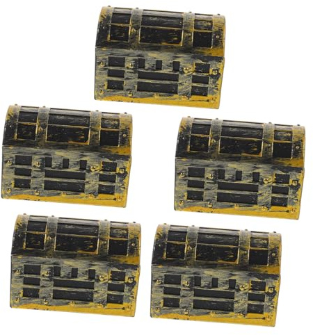 HEMOTON 5st Schatztruhe Miniatur Puppenhaus Würfel Lagerbehälter Aufbewahrungsbehälter Mit Deckel Küchenkorb Babybadewanne Babykorb Vorratsbehälter Mädchen Wäschekorb Wannen Golden Abs