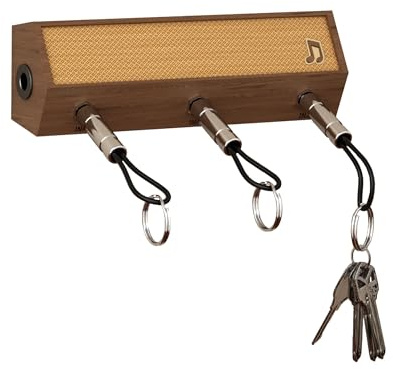 CoolGift Mart Guitar Amp Key Holder Wall Mount, Solid Wood Guitar Amplifier Styled Key Organizer with 3 Plug-in Keychains, Music Decor Gift for Guitarists Rock Fans Music Lovers