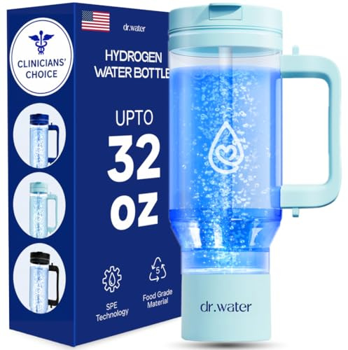 Hydrogen Water Bottle 32 Oz – Portable BPA Free Generator Tumbler with SPE/PEM Technology | Large Hydrogen Flask for Daily Hydration & Energy | H2 Infused Drinking Bottle Green by Dr Water