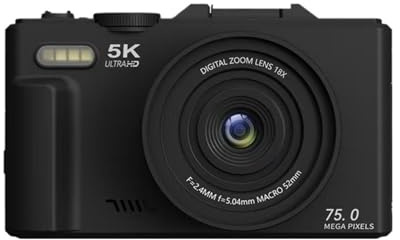 Caméra Vidéo, Appareil Photo numérique 5K for la Photographie, Appareil Photo Vlogging 75MP, écran Rabattable 3 à 180 °, Zoom numérique 18X, Prise de Vue ponctuelle, Camara 32 go(WD08 Pink 64G Lens)