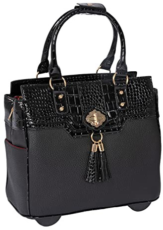 JKM and Company Alligator Tragetasche für Computer, iPad, Laptop, Tablet, Aktentasche, Tragetasche, Schwarz, Laptop-Rolltasche