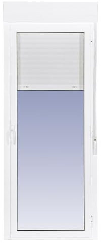 Ventanastock Puerta Balconera Aluminio 882x2185 Practicable Derecha Con Persiana de PVC 1 hoja (guías y cajón persiana en kit)