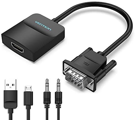 VENTION VGA to HDMI Adapter Converter with Audio 1080P 0.15m, dsub to hdmi Converter VGA to HDMI for monitor Adapter for Computer, Desktop, Laptop, PC, Monitor(ABS Shell)