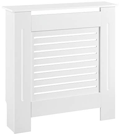 Couverture de Radiateur Cache Radiateur MDF Laqué Blanc 112x19x82cm