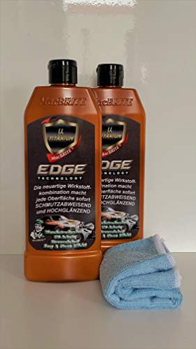 MacBrite 2 x µTitanium Edge + Mikrofasertuch GRATIS *Neue Rezeptur* Autopolitur Politur Lackversiegelung Hochglanz Nano Effekt MacBride