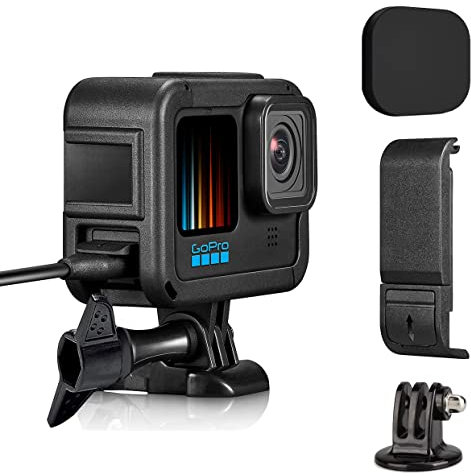 Kourpar Skeleton Frame for Go Pro Hero12 11 10 9 Camera MountsThe Frames Compatible with Gopro Hero11 Hero10 Hero 12 Black Housing Case Cage Holder Framed Hero with Battery Door Lens Cover Cold Shoe