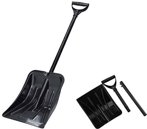 Schneeschieber,Schneeschieber Metall,Lawinenschaufel,Tragbar und Abnehmbar,Luminium Einziehbare Schaufel,D-Griff Schneeschaufel,Kunststoff, Griff aus Aluminium, Für PKW, LKW, Camping und Outdoor