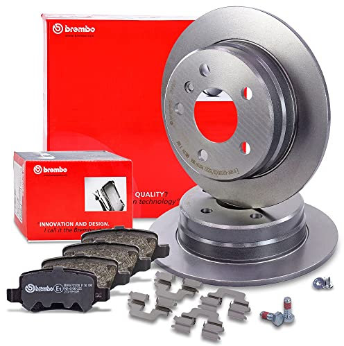 BREMBO Coated Disc Line Bremsenset Hinterachse inkl. Bremsscheiben Hinten Ø 258 mm Voll und Bremsbeläge Hinten, Kompatibel mit MERCEDES-BENZ A-Klasse (W169), B-Klasse Sports Tourer (W245)