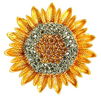 Broche tournesol en strass et cristal - Broche en forme d'abeille jaune - Broche élégante de qualité supérieure - Accessoires pour vêtements et sacs - Accessoires pour femmes et adolescentes, Cristal,