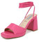 QUEEN HELENA Sandali con Tacco Medio con Lacci con Plateau Casual Eleganti Donna ZM9373 (Fucsia, numeric_40)