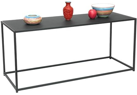 DanDiBo Couchtisch Schwarz Metall Eckig 110x50x40 cm Beistelltisch Wohnzimmer 96470 Tisch Sofatisch Wohnzimmertisch Modern