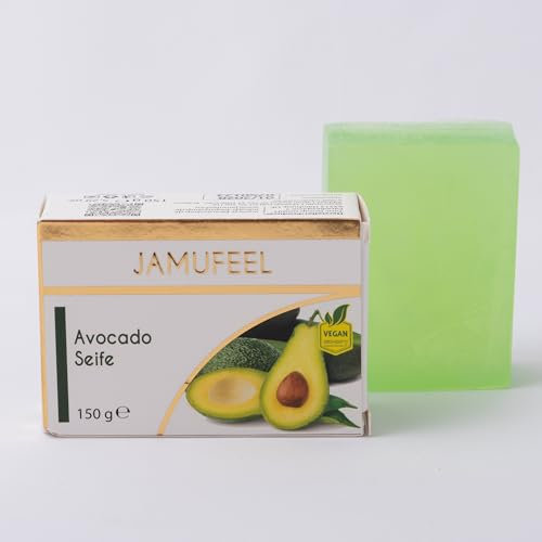 Jamufeel • Avocado Kernseife für Gesicht & Körper • 150g • Sanfte Reinigung & Schützt vor Feuchtigkeitsverlust • 100% Vegan • Ohne Gentechnik • Frei von Allergene