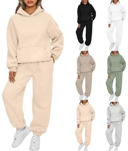BAWUTZ Tuta da donna per il tempo libero con cappuccio, set tuta da jogging da donna, tuta per il tempo libero,felpa con cappuccio a maniche lunghe, tuta da donna per il tempo libero (M,Aprikose)