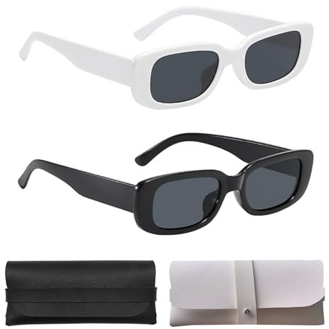 ITECHNIK Rechteck Sonnenbrille für Frauen Männer Trendy Retro Trendy Sonnenbrille 90's Vintage Square Frame Sunglasses for Men and Women