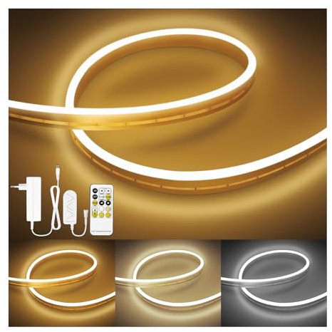 Lamomo LED Streifen 2700K-6500K Warmweiß Kaltweiß, 2M Dimmbares flexibles LED Strip light set, GS Netzteil mit RF Fernbedienung, 24V Licht für Fernseher, Küche Schlafzimmer TV Spiegel DIY Dekoration