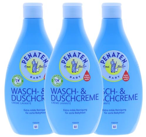 Penaten 3X Baby Wasch&Duschcreme je 400ml Duschgel Reinigung für zarte Babyhaut