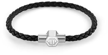 Philipp Plein Herren Armband Leder Edelstahl PP Logo Plein Enigma