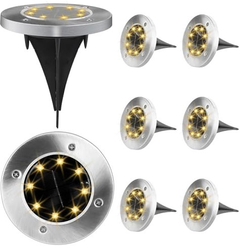 Beihre 8 Paquetes Luces Solares LED Exterior Jardin Suelo,Cálido Luces Solares led Exterior Jardin Impermeable Lampara Solare Suelo para Césped, Patio, Camino, Entrada de Garaje