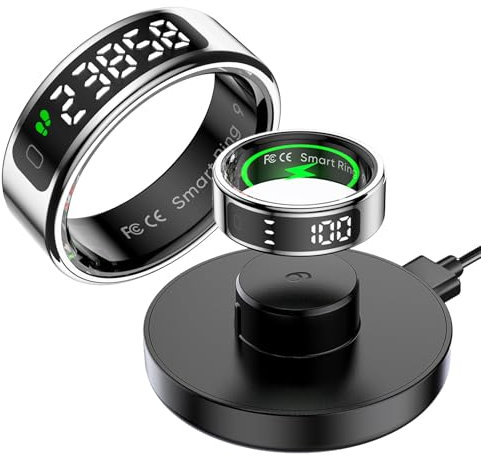 Yeforu Smart Ring with Display Heart Rate Monitor Fitness Ring without Subscription Prayer Counter Sleep Tracker Health Rings for Men Women Fitness Tracker for Step Calories Distance Tracking