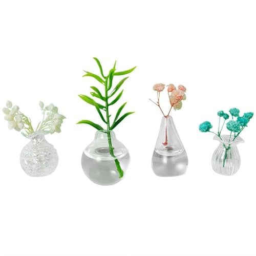 Mini Bud Vases Magnetic for Fridge, Cute Plants Decor Accessories, Ceramic & Glass Vase Magnets, Tiny 3D Flower Pot Vases Magnets, DIY Vase Refrigerator Magnets Strong Decorative for Kitchen Office