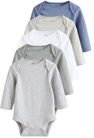 NEXT Baby Jungen Langärmelige Bodys im 5er-Pack Grey/White 86-92