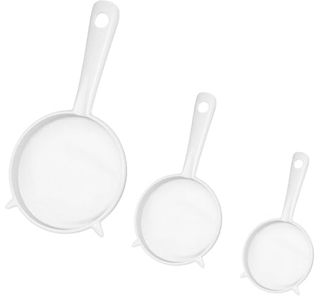 WJIAAA Set di 4 colini in rete di plastica, setaccio fine con manico, setaccio in plastica non metallica con rete fine, per succhi, yogurt, caffè, miele, latte, noci, latte con manico