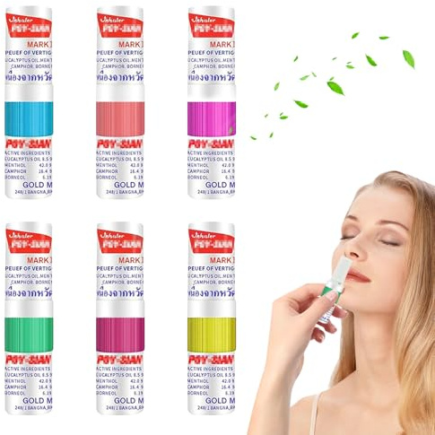 Nasal Stick 6 st luktstift Inhalationsstift för näsan Lättnad vid täppt näsa, andas lugnt och känns uppfriskad, perfekt för arbete, studier eller resor