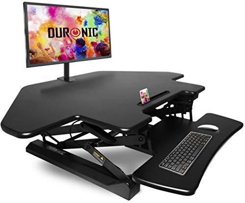 Duronic Sit Stand Desk Top Converter DM05D5 Adjustable Standing Sitting Riser Workstation Desks for Office Table, Home, PC, Laptops, Computer, Monitor