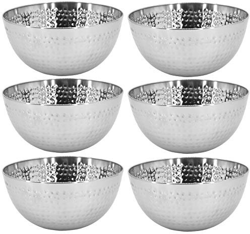 My-goodbuy24 Hochwertige Snackschalen aus Edelstahl - Hammerschlag - 1500ml - Servierschalen für Dips, Snacks, Obstschale, Vor- oder Nachspeisen - stapelbar (6 Stück)