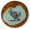 Schöner Keramik-Anhänger „ausgestorbener Vogel Dodo“ in orange marmoriert; Schmuck Kette Kettenanhänger Geschenk Kunsthandwerk Keramik rund Talisman Halskette Aufmerksamkeit Mitbringsel individuell