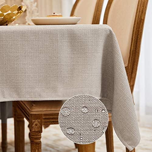 WAITER TREE Tischdecke leinen Hochwertig Tischdecke Abwaschbar Tischtuch Pflegeleichte Tischdecke Leinenoptik Wasserdicht Tischdecke Lotuseffekt Beige 140 x 240 cm