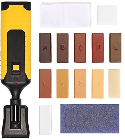 Mulcort Zuhause Haushalt Laminat Reparaturset Bodenreparaturset DIY Multifunktionales Holzbrett Reparatur Werkzeugset Holzboden Kratzer Ausbessern Werkzeugset mit 11 Wachsblöcken