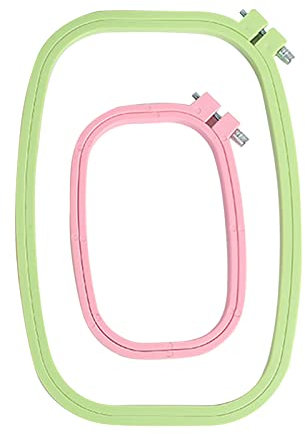 Helweet Kreuzstich Stickrahmen Set, 2 Stück, Rosa+Grün, Kunststoff, ABS, Rund, 11 x 16 cm & 18 x 26 cm, Ideal für Stickerei, Nähen, Kreuzstich, Nadelstanzen, Häkeln & Seidenmalerei