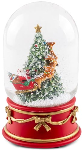 Musicboxworld MMM GmbH, 63031 Spieluhr - Schneekugel 120 mm Weihnachtsmann in Seiner Rutsche am Weihnachtsbaum