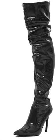 Toocool Stivali alti donna cuissardes alti sopra ginocchio effetto vinile X8248 [39,nero]